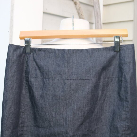 Ann Taylor Petite Grey Chambray Stretch Cotton Blend Classic Pencil Skirt Sz 10P - Picture 3 of 6